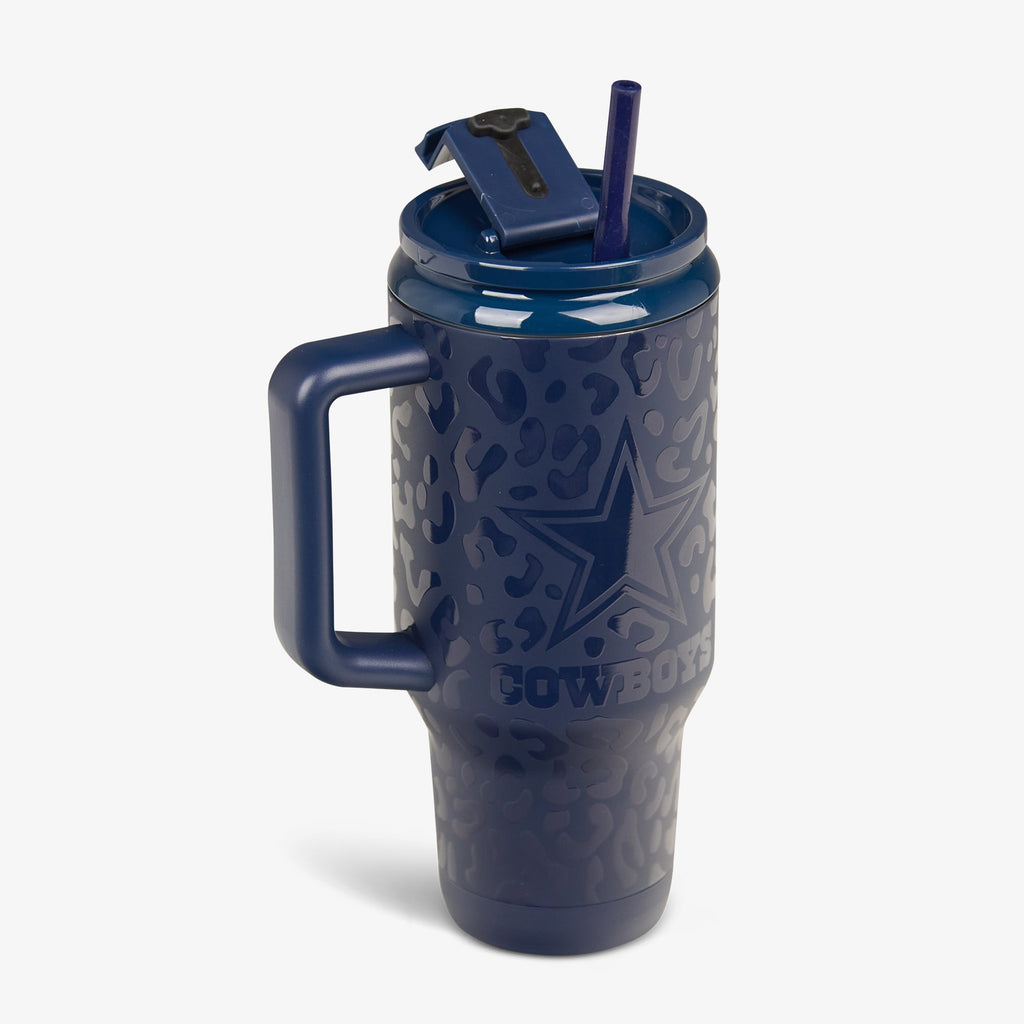 NFL 32 Oz Leopard Flip ‘n’ Sip Travel Mug O8 - Cowboys - Product View