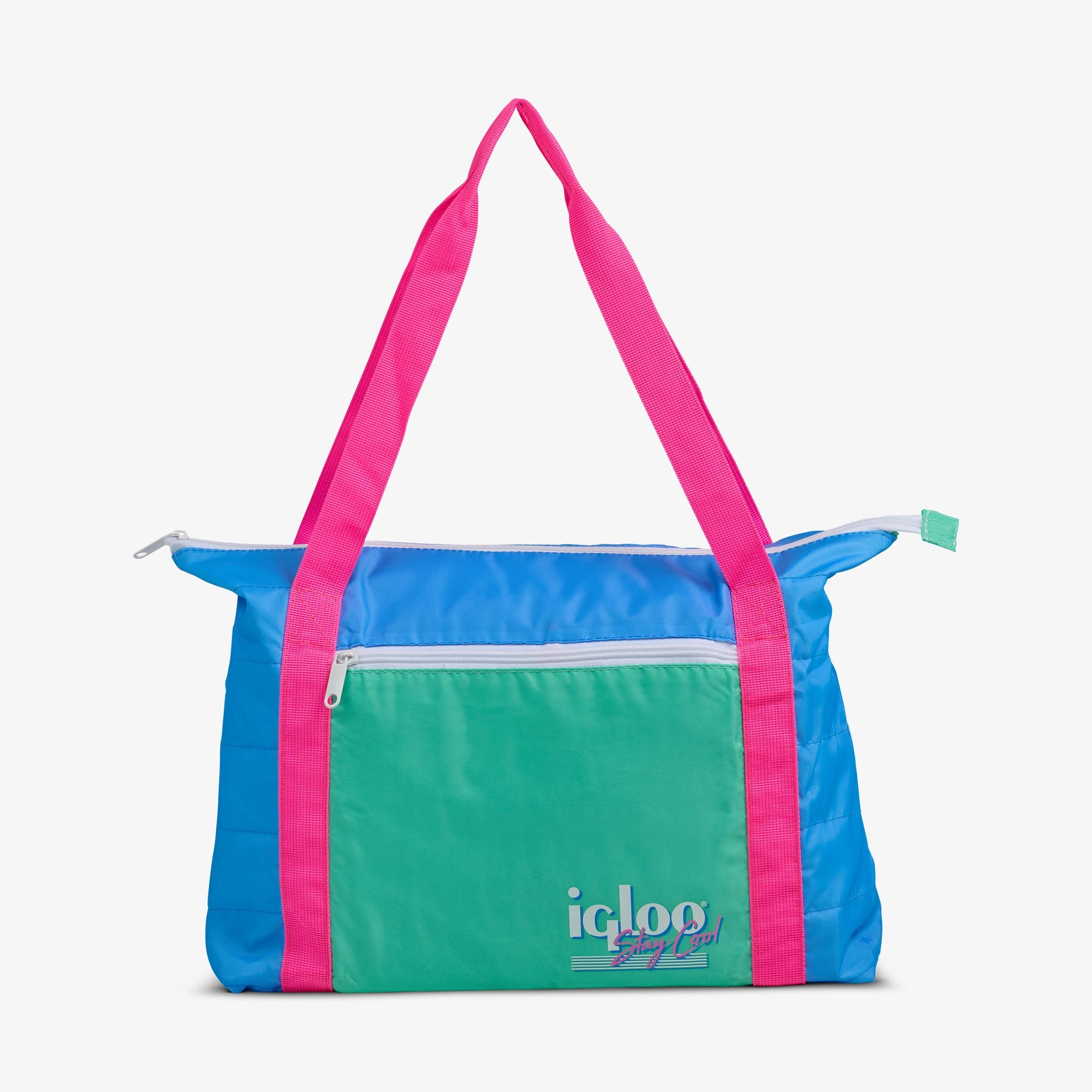 Retro Packable Puffer 20-Can Cooler Bag F8 - Carolina Blue - Front View