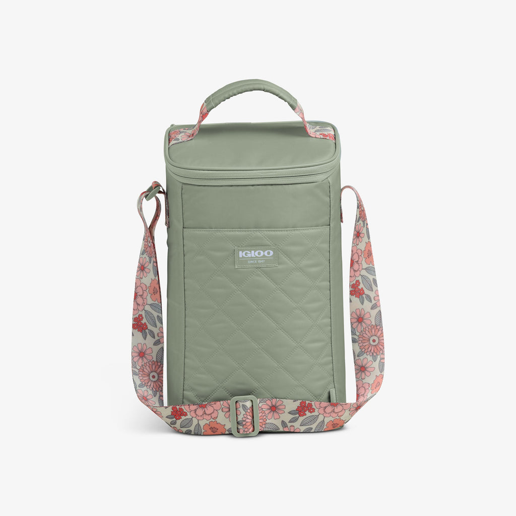Floral MaxCold® DUO Vertical Crossbody Cooler Bag X2 - Sage - Front View