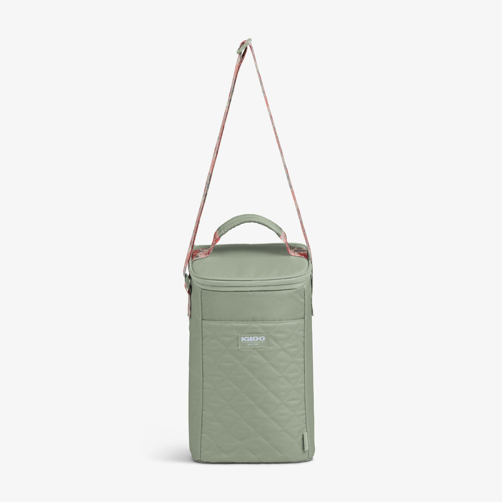 Floral MaxCold® DUO Vertical Crossbody Cooler Bag X2 - Sage - Strap View