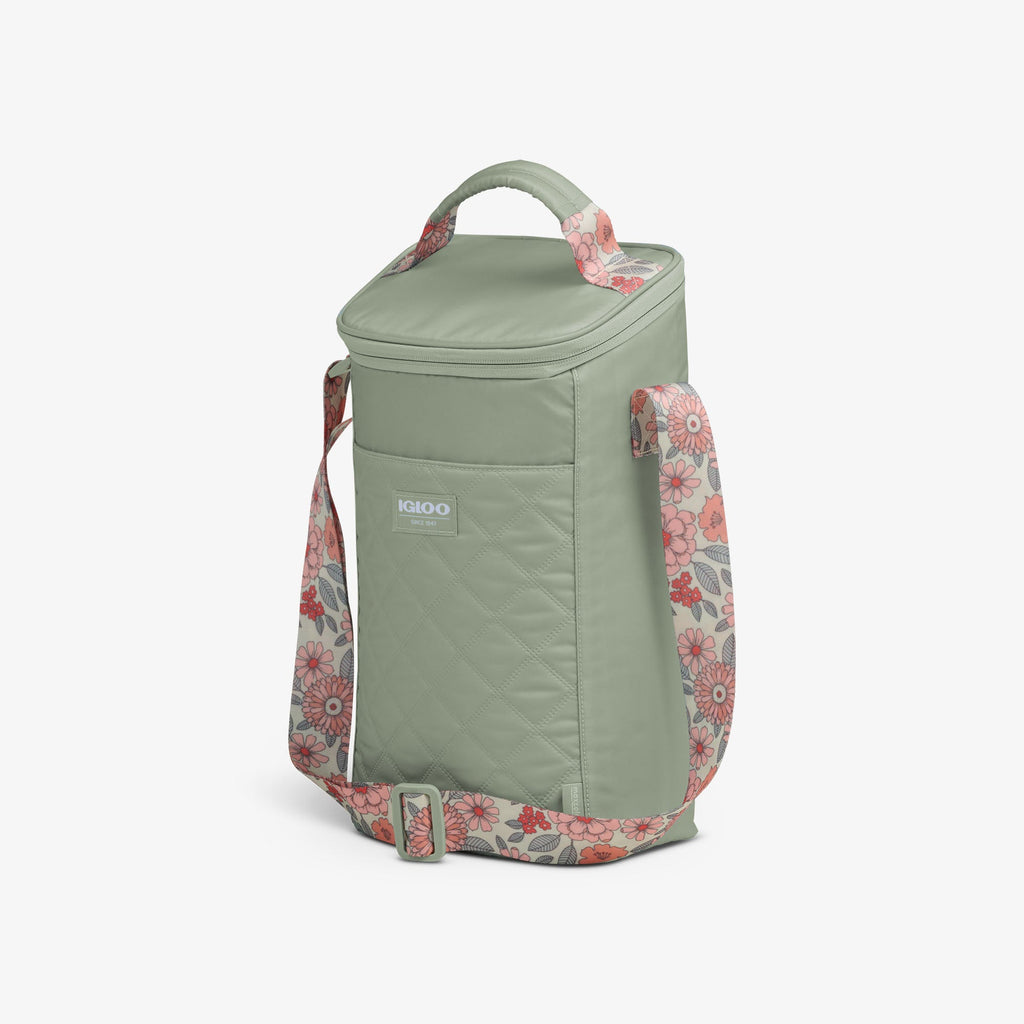 Floral MaxCold® DUO Vertical Crossbody Cooler Bag X2 - Sage - Product View