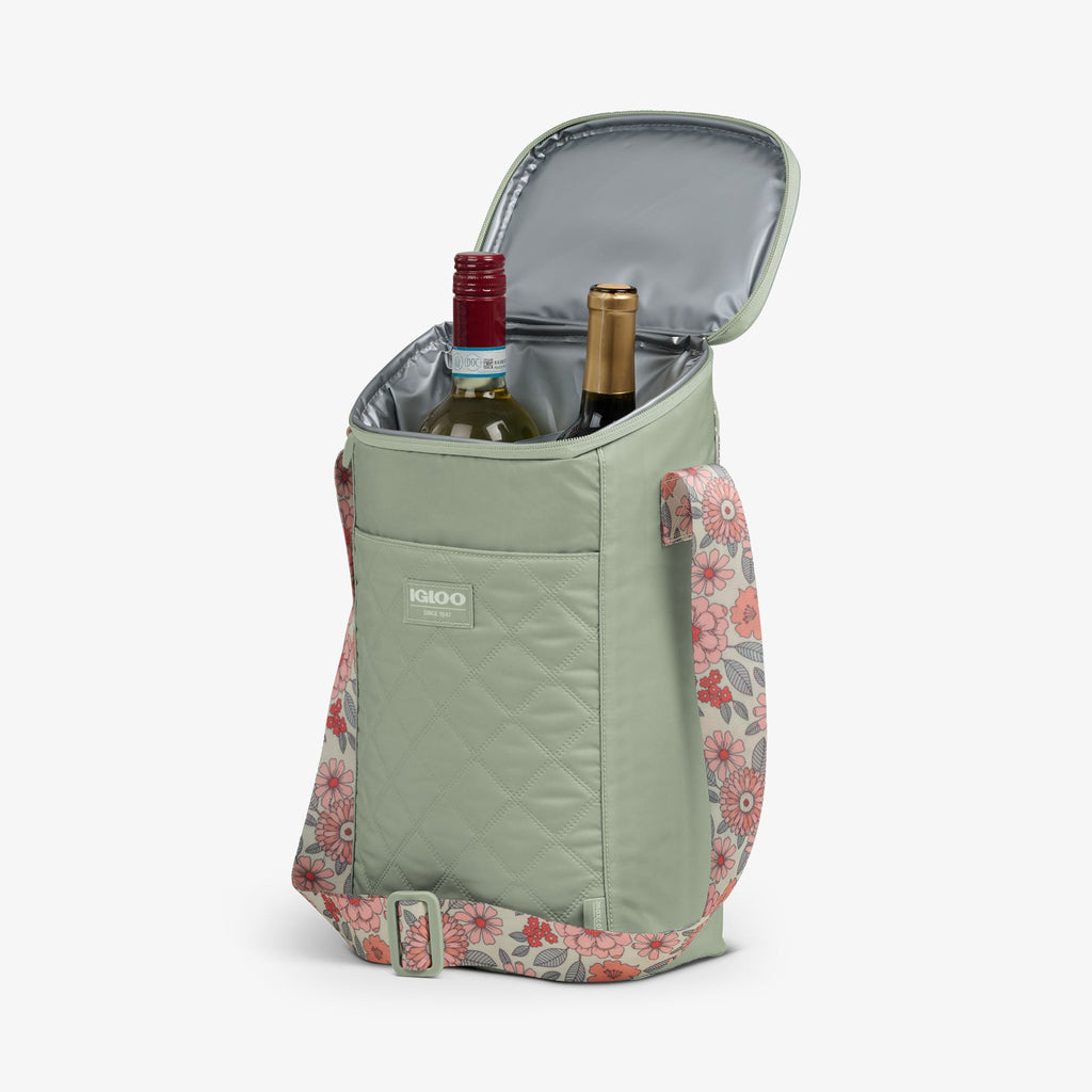 Floral MaxCold® DUO Vertical Crossbody Cooler Bag X2 - Sage - Product View