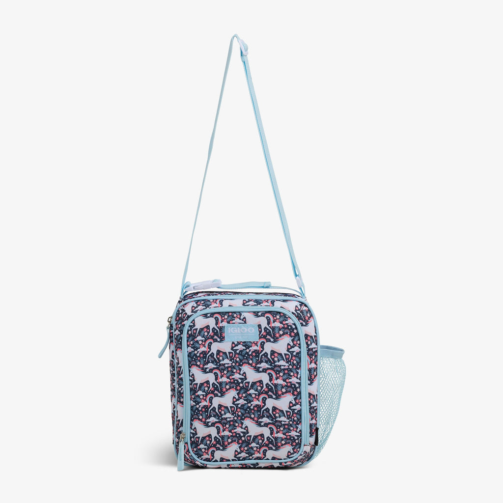 Kids Lunch Vertical Cooler + Bento Box N3 - Unicorns - Strap View