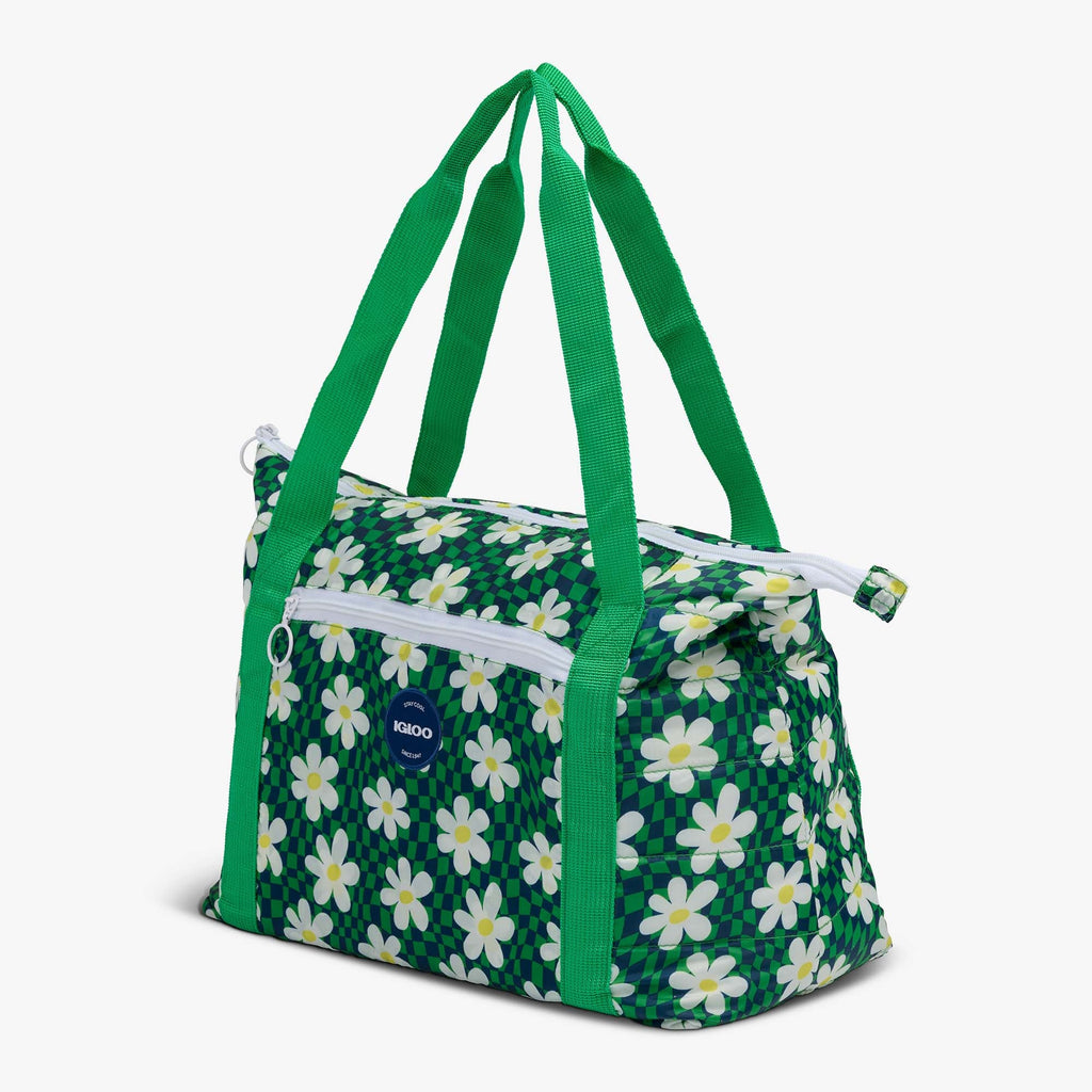 Retro Packable Puffer 20-Can Cooler Bag F8 - Psychedelic Daisy - Product View