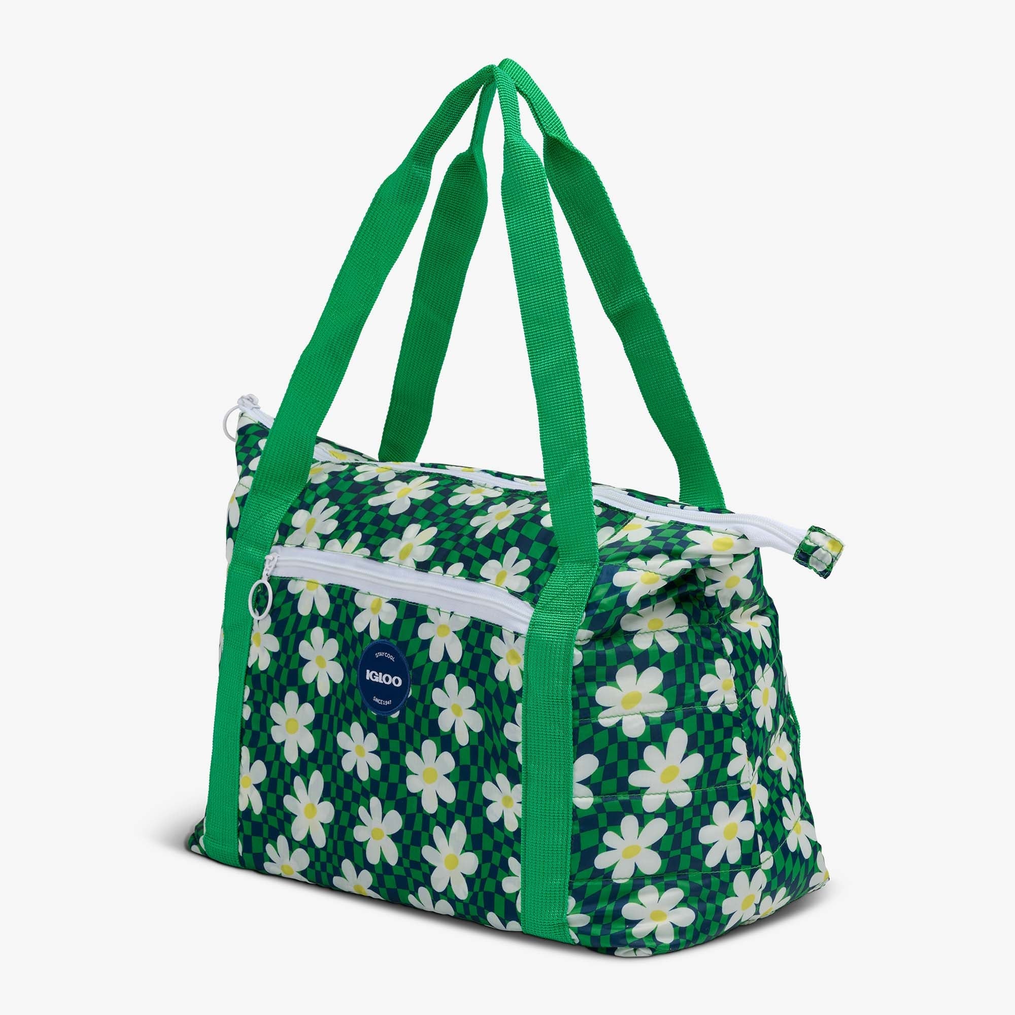 Retro Packable Puffer 20-Can Cooler Bag F8 - Psychedelic Daisy - Product View