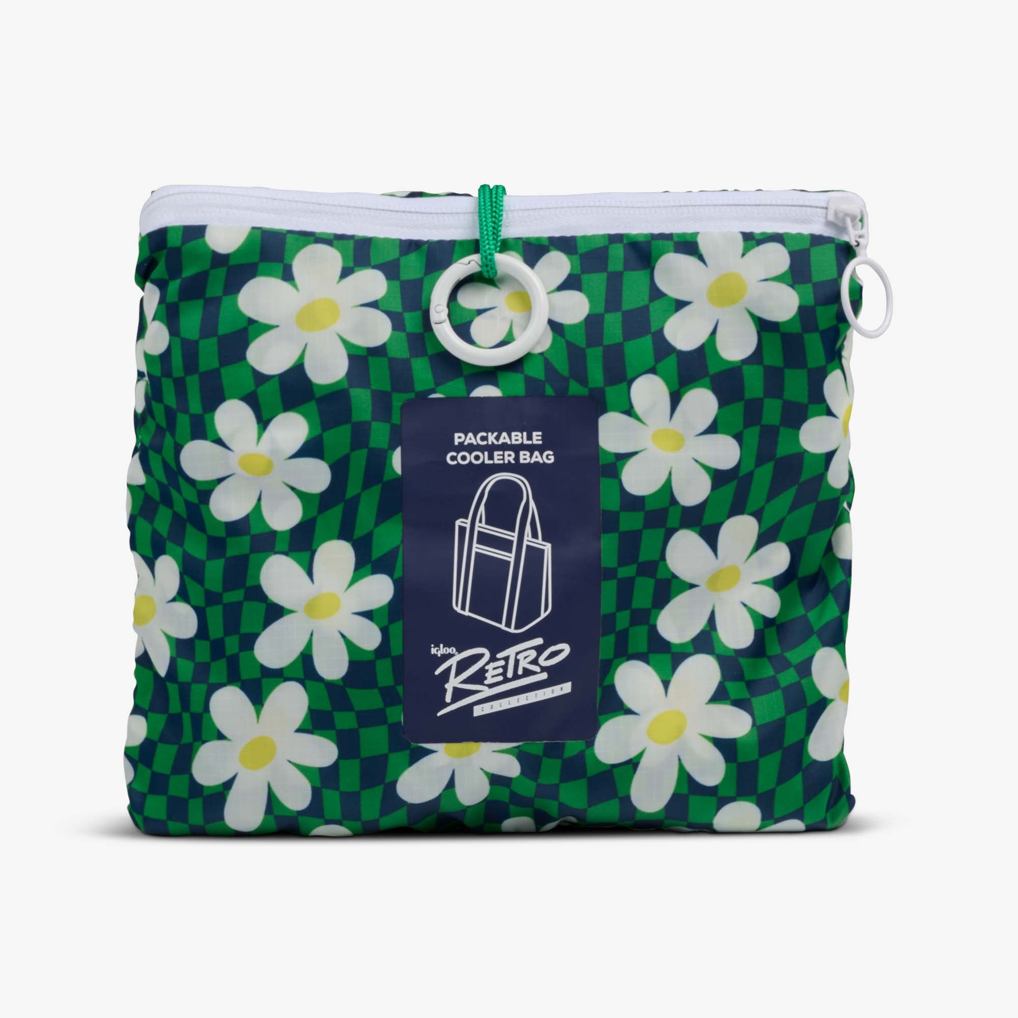 Retro Packable Puffer 20-Can Cooler Bag F8 - Psychedelic Daisy - Product View