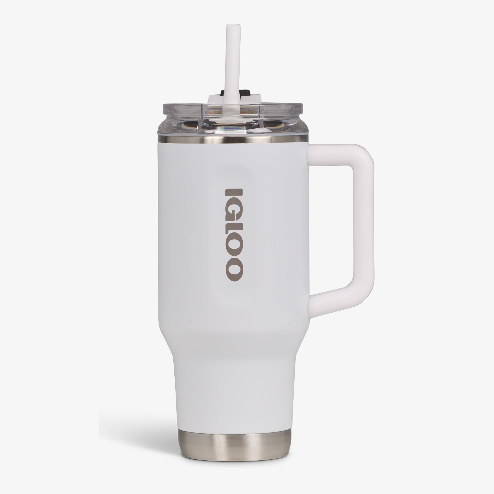 32 Oz Flip ‘n’ Sip Travel Mug M0 - White - White - Custom - Strap View