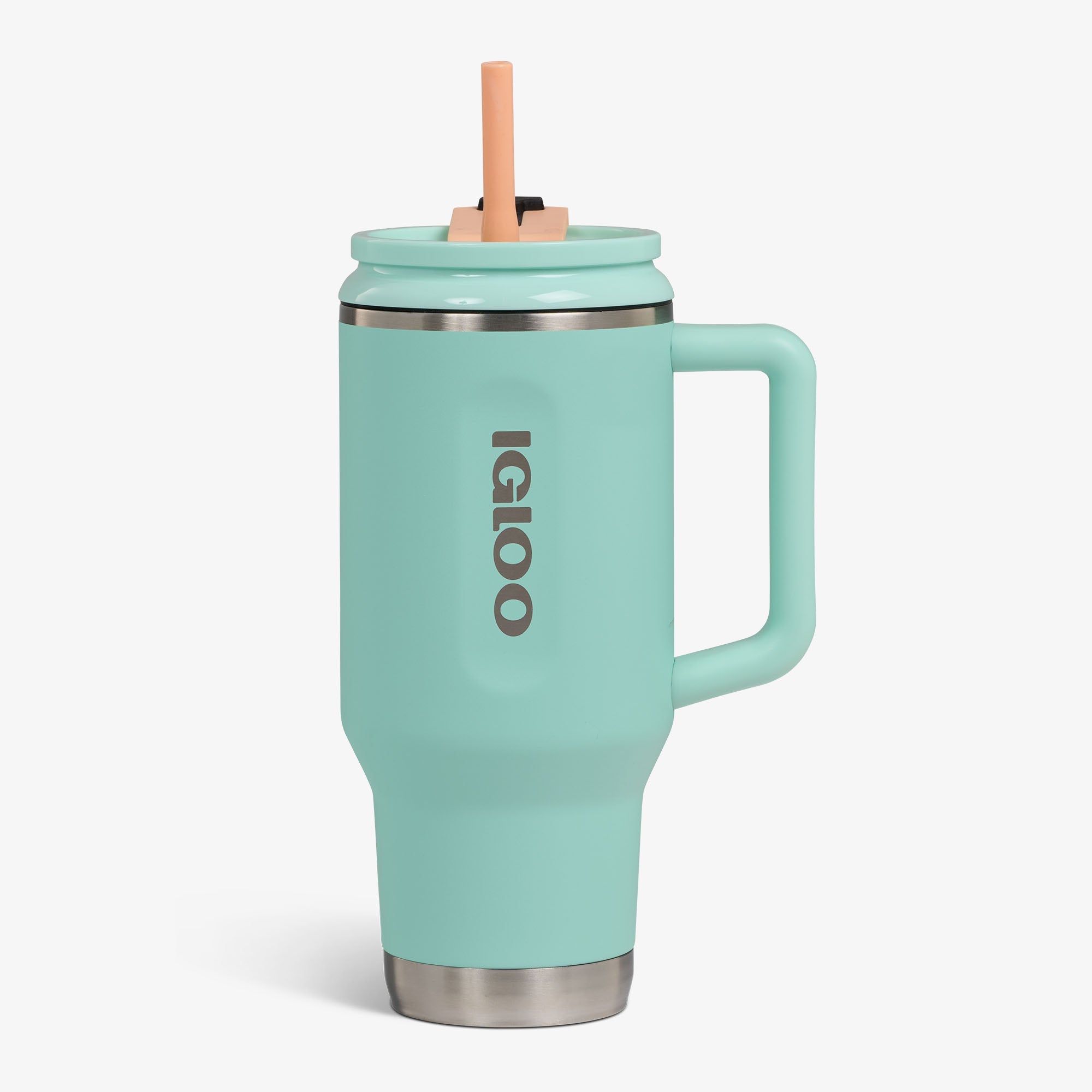 32 Oz Flip ‘n’ Sip Travel Mug M0 - Seafoam Green - Seafoam Green - Custom - Strap View