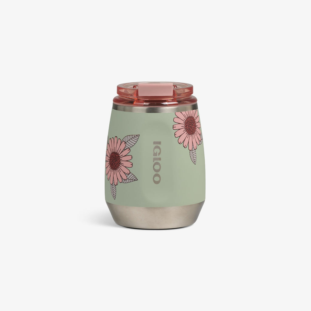 Floral 10 Oz Wine Tumbler E5 - Sage - Front View