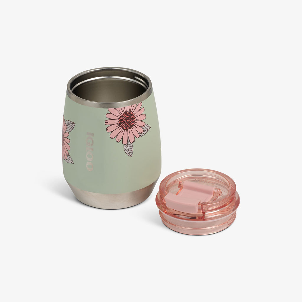 Floral 10 Oz Wine Tumbler E5 - Sage - Open View
