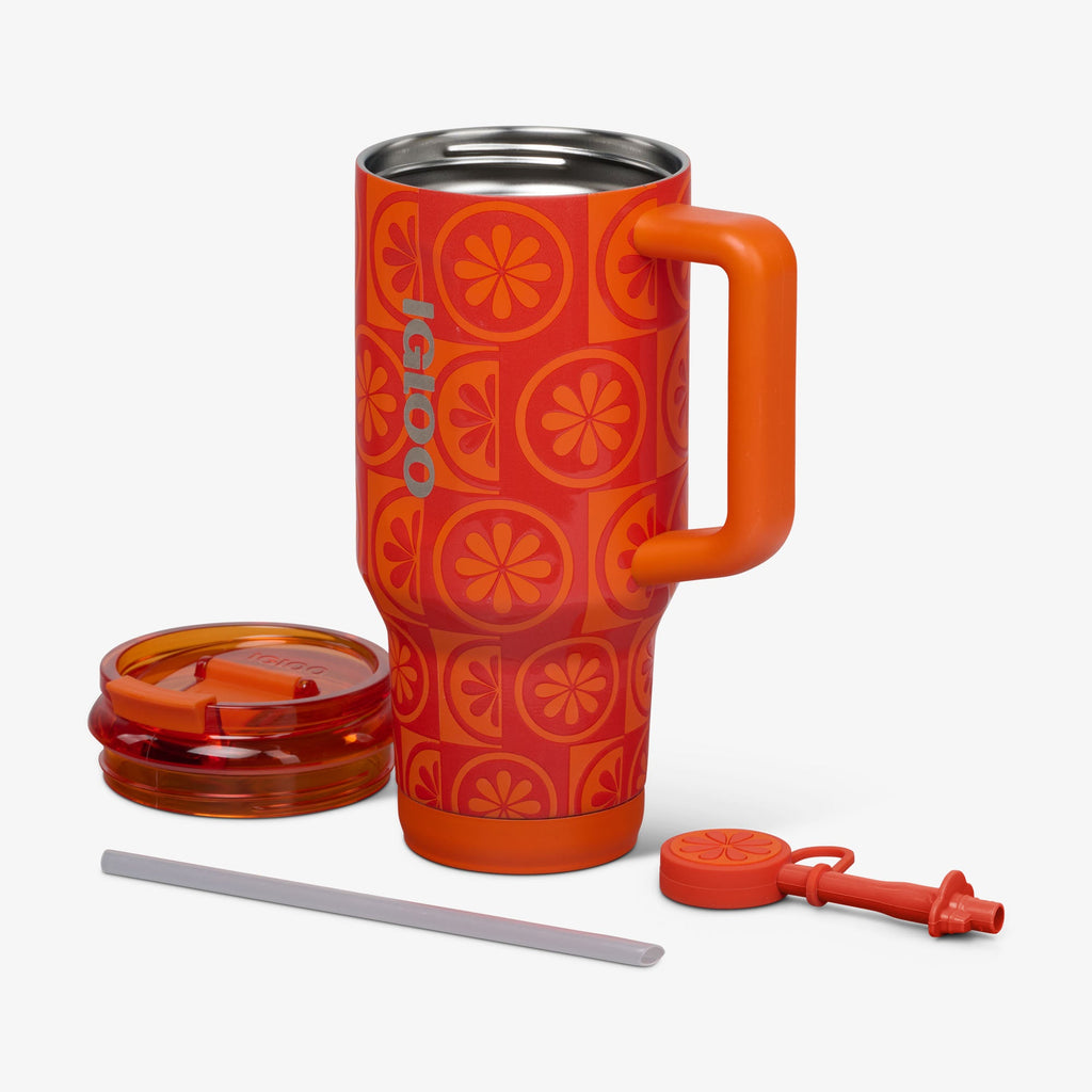 32 Oz Flip ‘n’ Sip Travel Mug M0 - Orange - Open View
